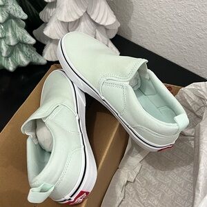 Girls (Asher) Vans - Mint Green Slip-On Sneakers